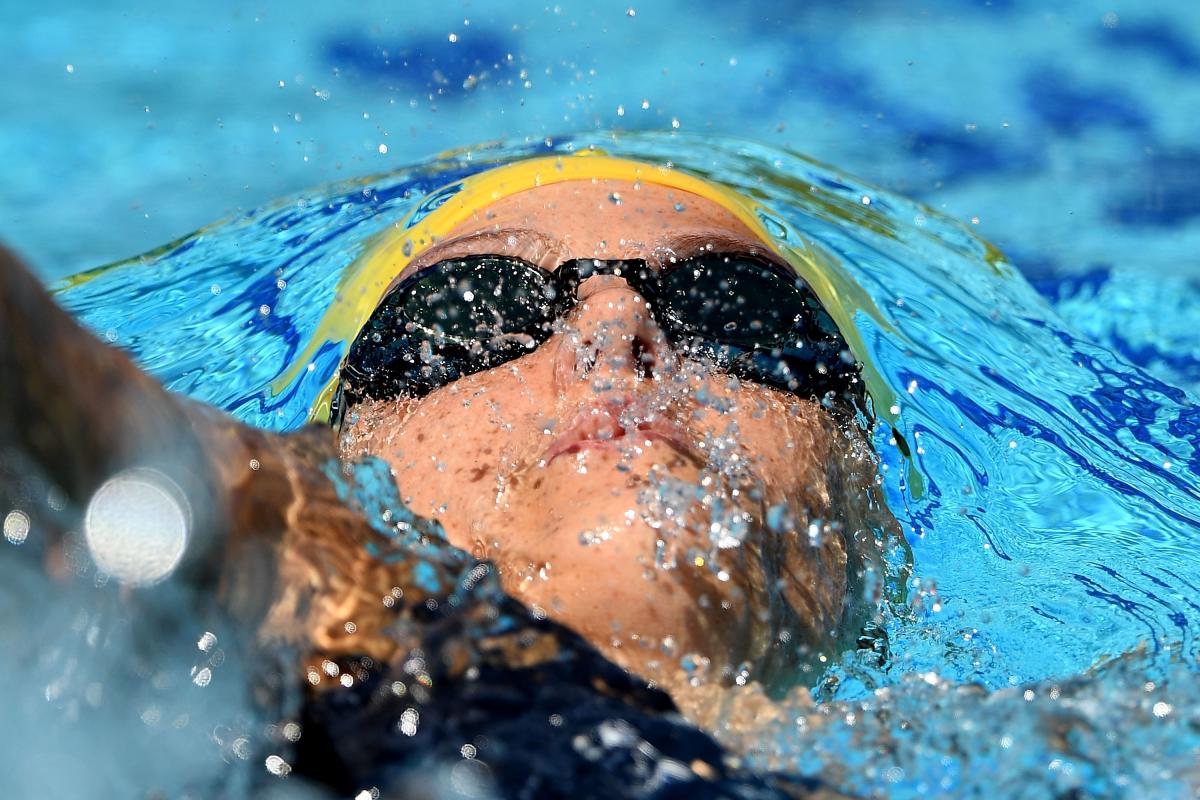 Australian Ellie Cole swimming backstroke