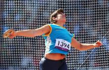 Mariia Pomazan took gold by breaking her own world record with distance of 30.13m women’s discus throw F35/36 at the London 2012 Paralympic Games.