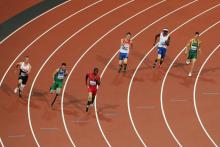 A picture of men running on a track