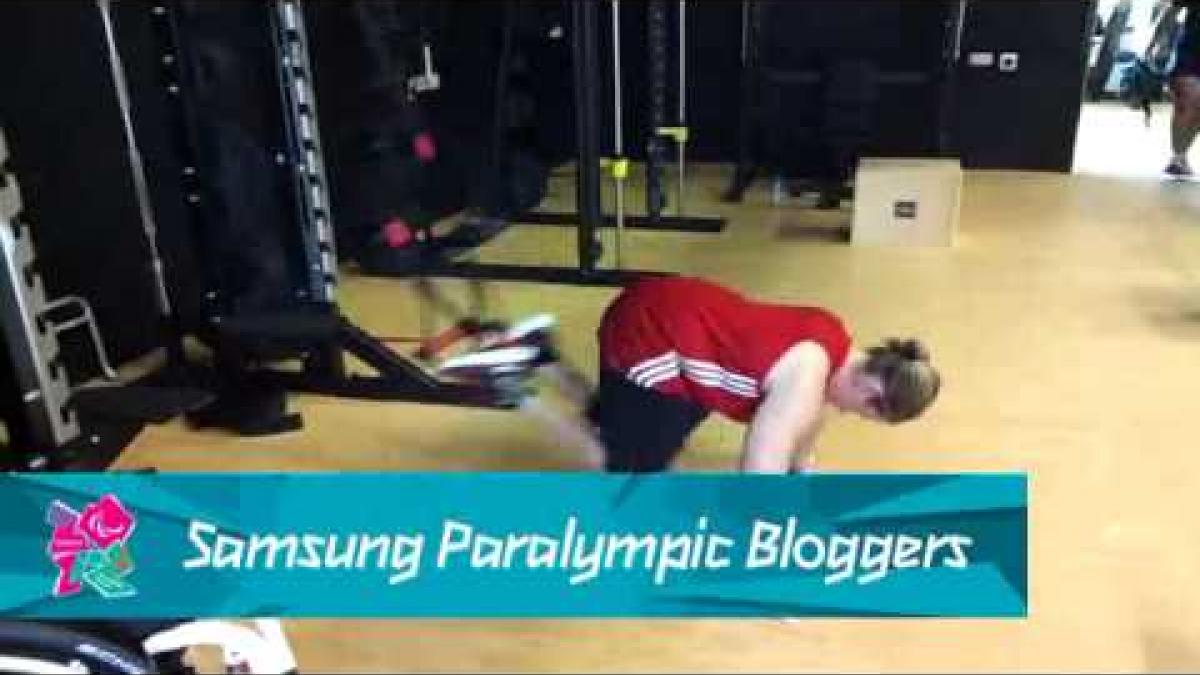 Tracey Ferguson - Working out in the Paralympic Village weightroom, Paralympics 2012