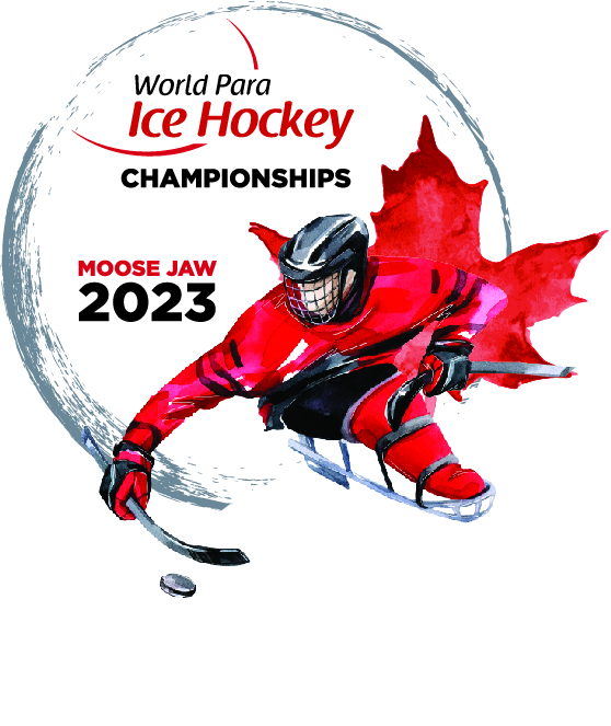 The logo of the Moose Jaw 2023 Para Ice Hockey World Championships