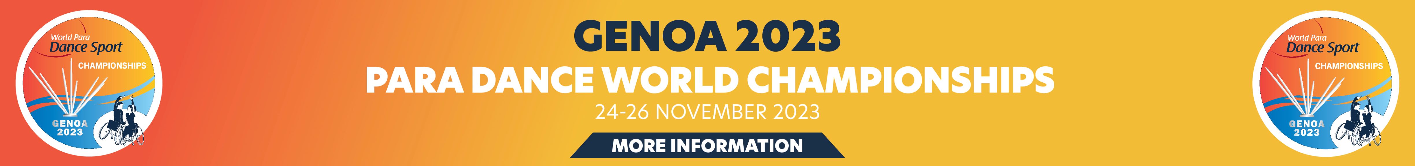 The banner of the Genoa 2023 Para Dance Sport World Championships