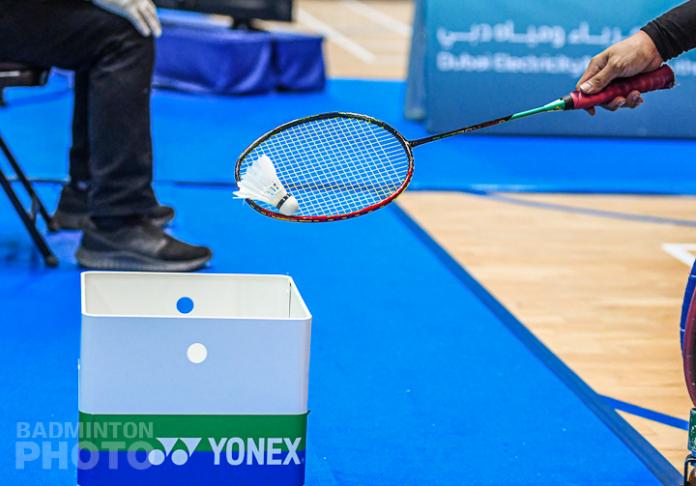 Shuttlecock on a badminton racketShuttl