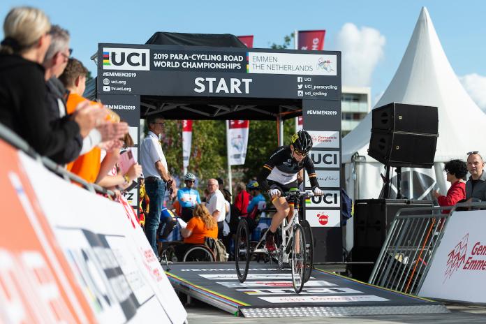 Man in tricycle begins race