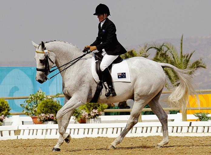 Australian rider on her horse during equestrian event at Athens 2004