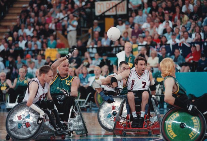 Australian and US players face-off in wheelchair rugby