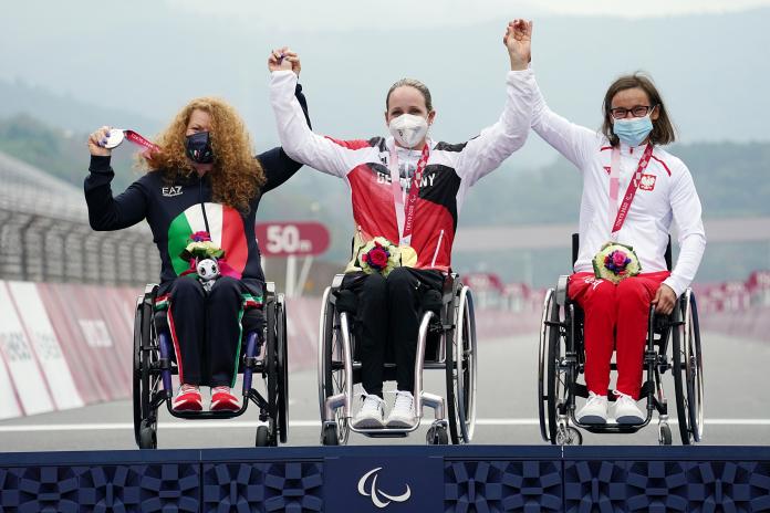 Tokyo 2020 podium of the women's time trial H1-3