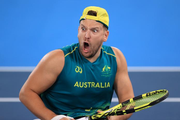 Dylan Alcott celebrates during the Tokyo 2020 gold medal match