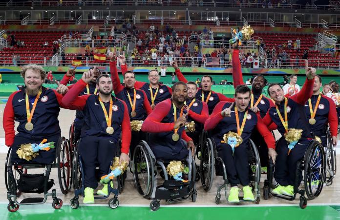 wheelchair basketball usa celebrating