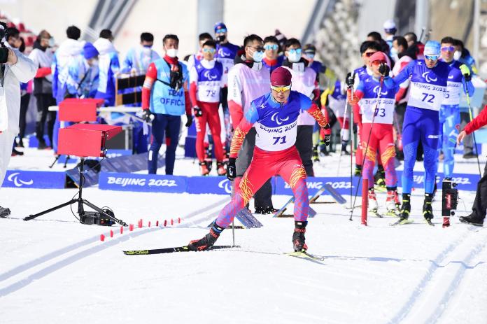 Mongolian Dashdorj Tsegmid in action at Beijing 2022
