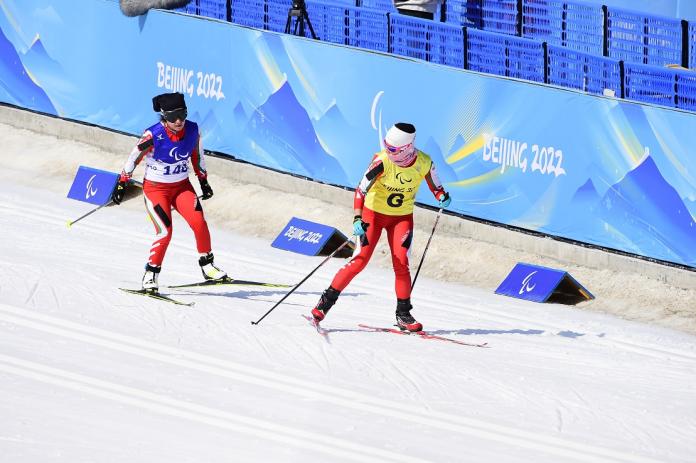Iranian Para Cross-Country skier Elaheh Gholi Fallah in action at Beijing 2022