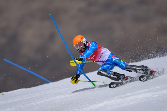 A male skier competes at Beijing 2022.