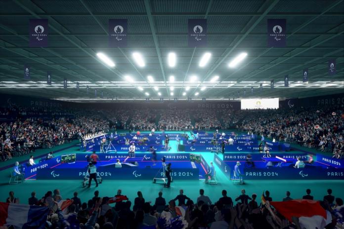 A visual of the Para table tennis venue at Paris 2024