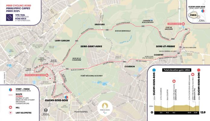 A map showing the route of the Para cycling road races
