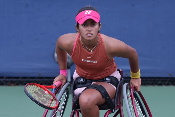 La colombiana Angélica Bernal en acción en el US Open 2022