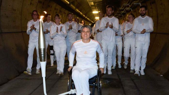 a group of Para athletes journeying into the Channel Tunnel 