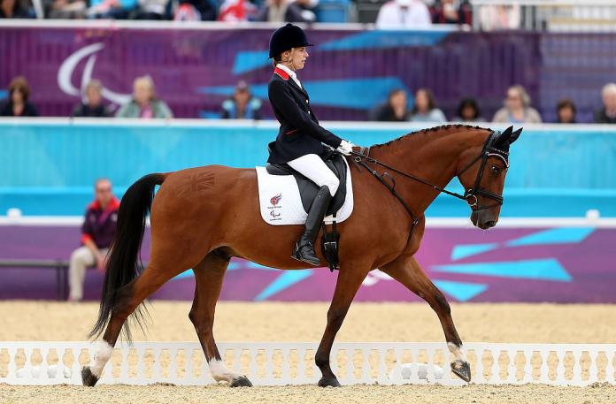 Para equestrian rider Sophie Christiansen competes at London 2012
