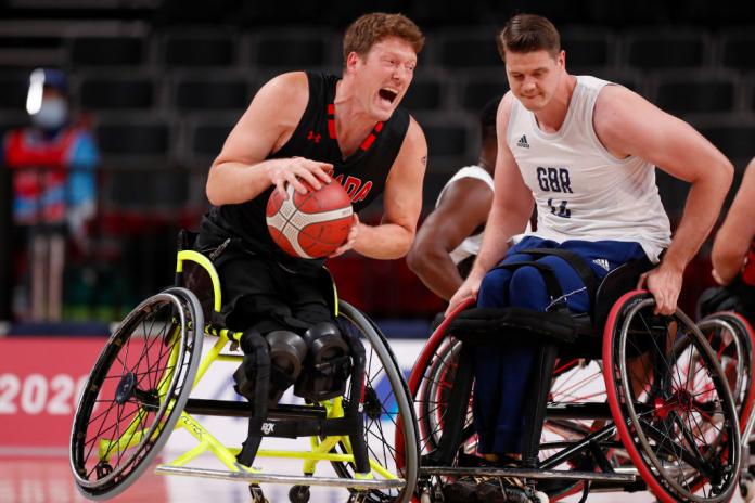 Patrick Anderson, left, competing at the Tokyo 2020 Paralympics.