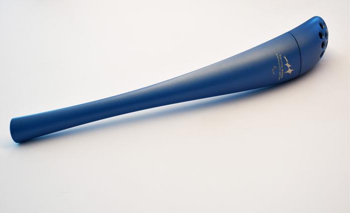 Torino 2006 Paralympic Winter games torch is in blue