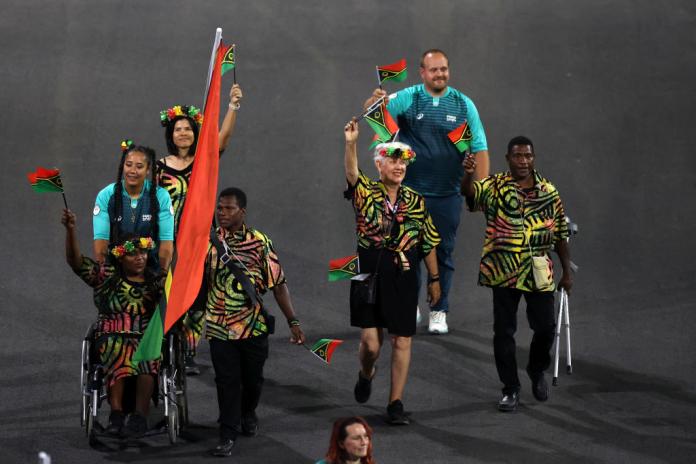 Five athletes and officials are taking part in the Parade of Nations at the Paris 2024 Opening Ceremony