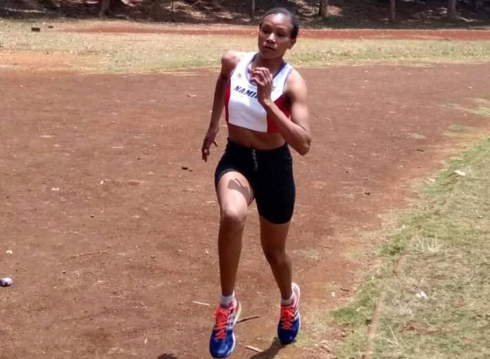 A female athlete running outdoors