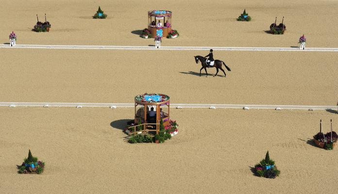 Argentina's Para equestrian rider Patricio Guglialmelli on his horse competing at London 2012.