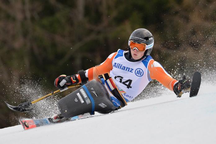 a male sit skier in action