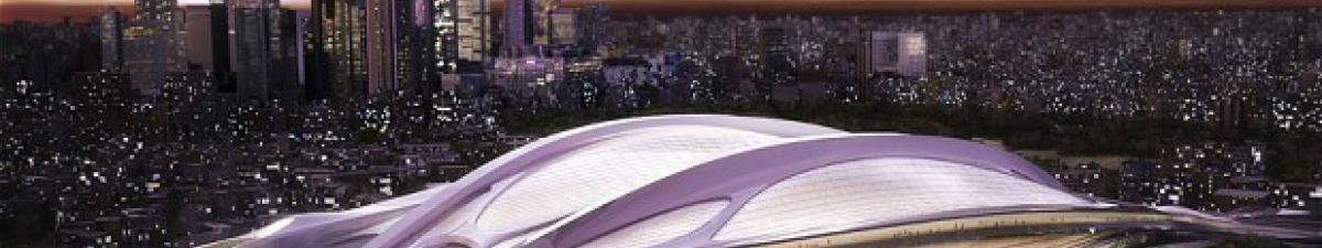 An artist's impression of how the Tokyo 2020 national stadium will look