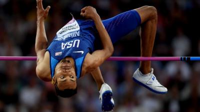 Roderick Townsend-Roberts of the USA competes in the Men's High Jump T47 Final at the London 2017 World Para Athletics Championships.