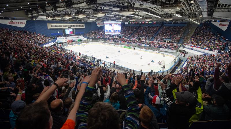 Overview of packed ice arena