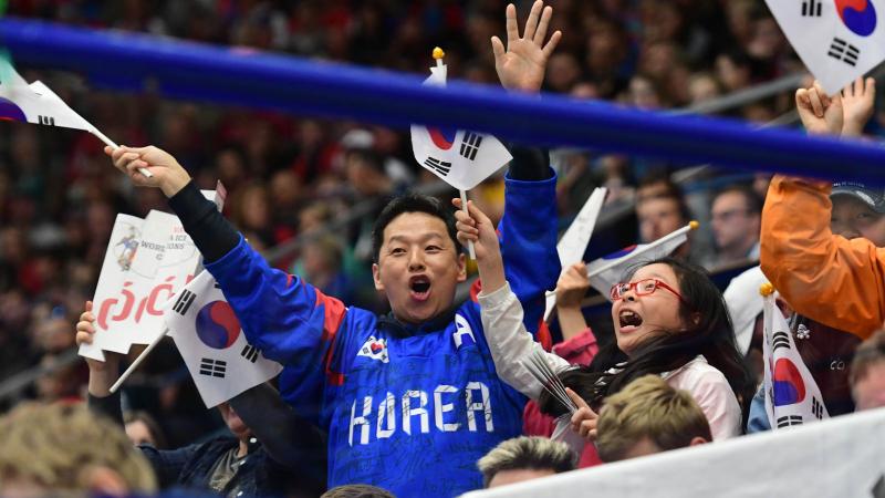 Korean fan cheers on hockey team