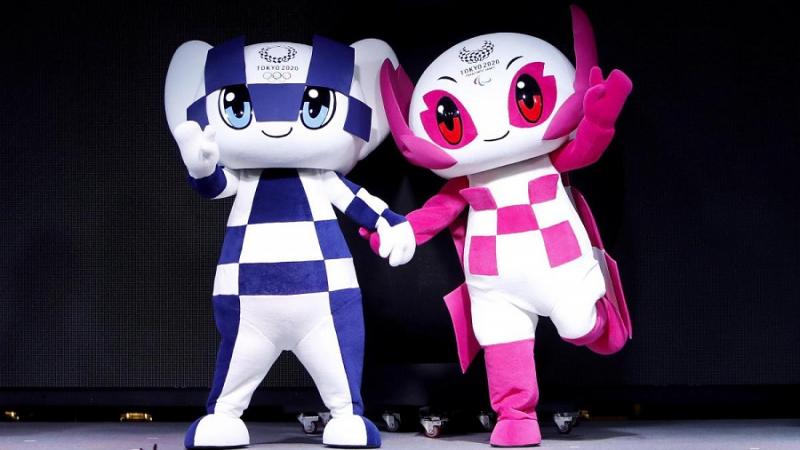 (L) Miraitowa and Someity the Olympic and Paralympic mascots for Tokyo 2020