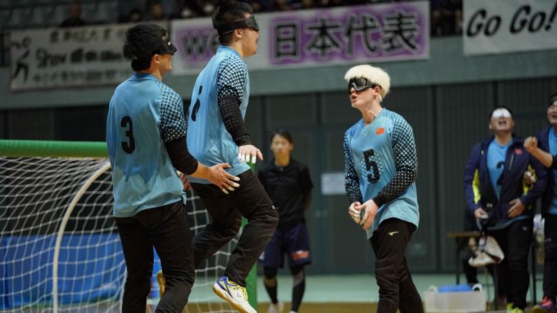 Chinese men's goalball team celebrates after winning 2019 Asia-Pacific Championships