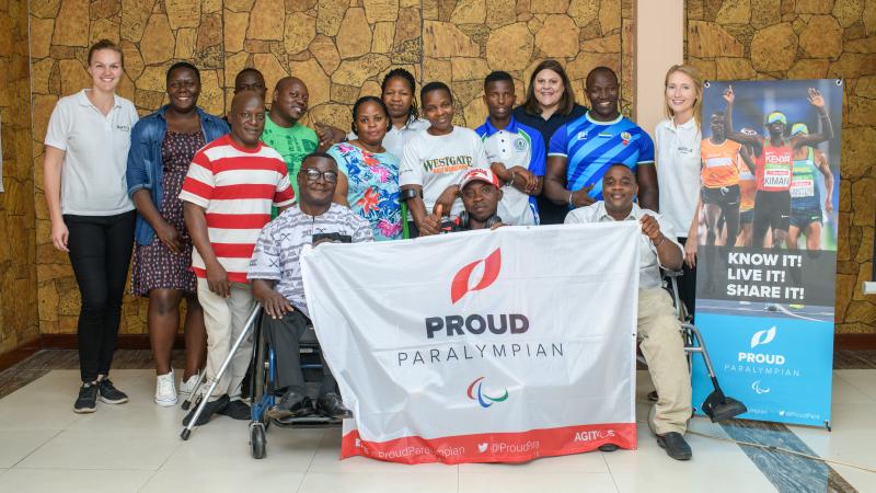 Participants of Proud Paralympian Athlete Representation Workshop pose for group picture