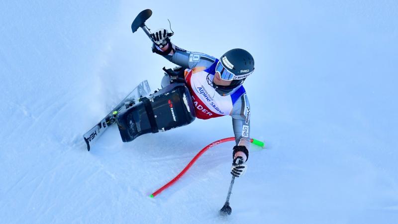 A sit-skier competing on the snow