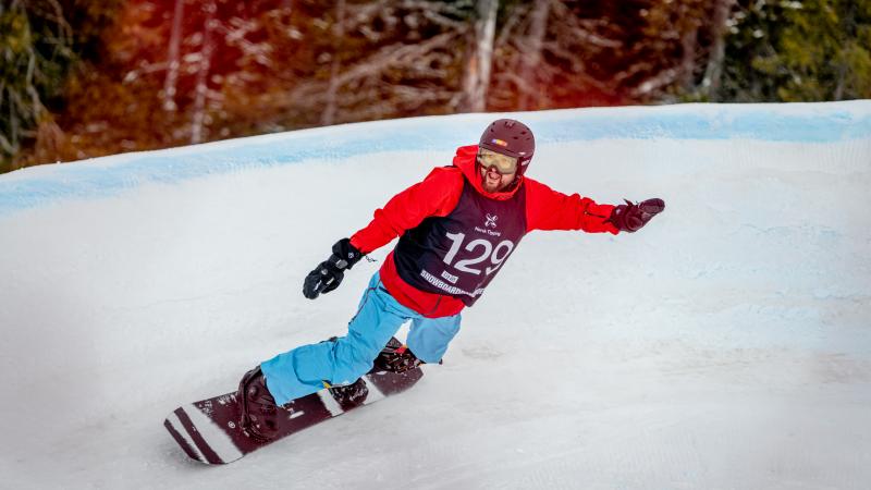 Romanian snowboarder Mihaita Papara during a competition