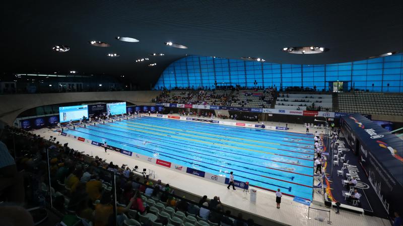 A view of the London Aquatics Centre during a Para swimming competition