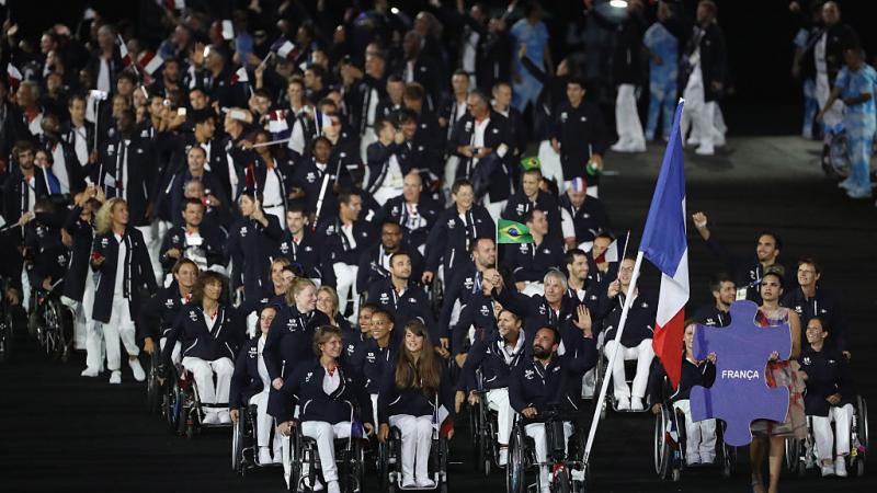 French team entering Olympic Stadium for Rio 2016 Opening Ceremony