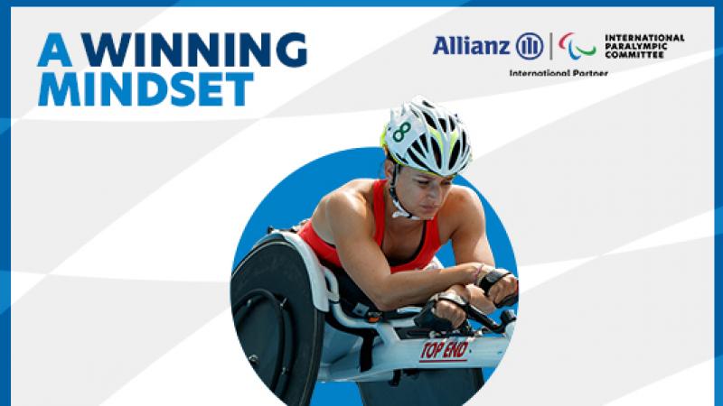 Branded graphic of female wheelchair racer 