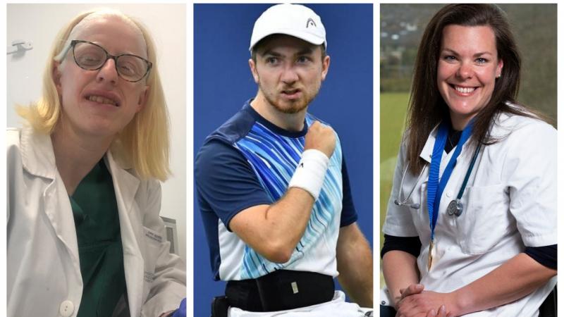 Photo collage of three Para athletes