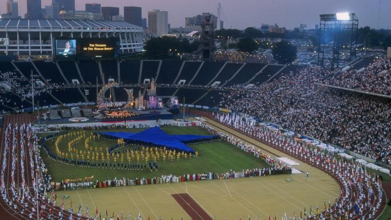 Aerial view of the Atlanta 1996 Opening Ceremony