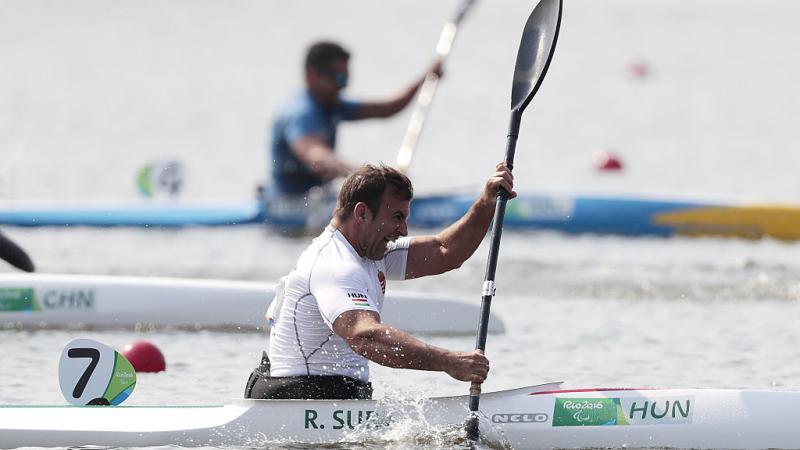 Man paddles in a kayak