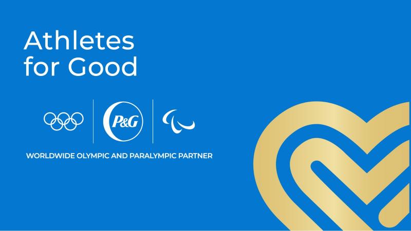 Athletes for Good graphic with IOC, P&G and IPC logos