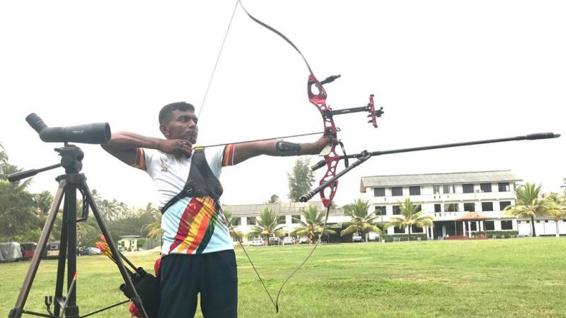 Sampath Bandara during a training session