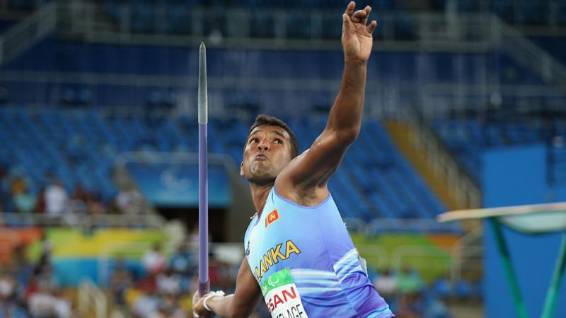 D. P. Herath Mudiyanselage of Sri Lanka competes in the Men's Javelin Throw - F46 Final at Rio Games