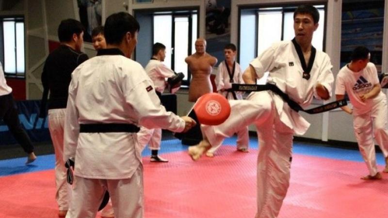  GEARING UP: Kazakh Para taekwondo athlete Nurlan Dombayev during a training session Nurlan Dombayev during a training session.