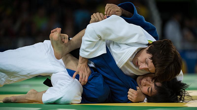 German judo athlete Carmen Brussig in action at Rio 2016 