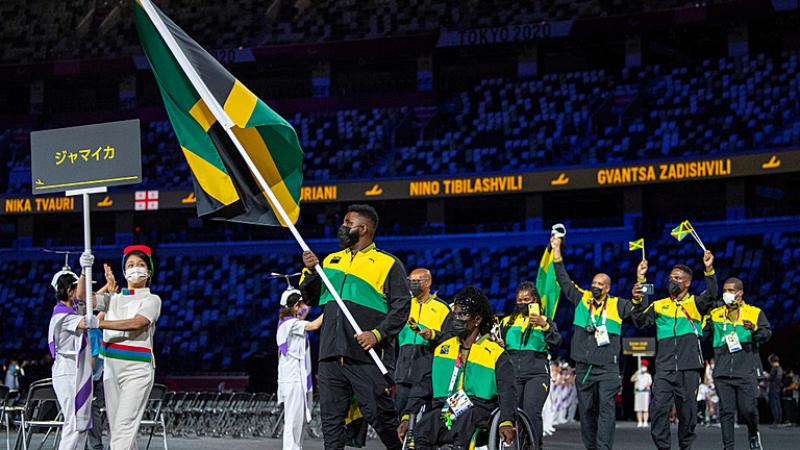 Jamaican judoka Theador Sabba carries flag in Opening Ceremony