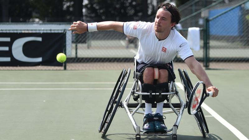 British wheelchair tennis player Gordon Reid in action