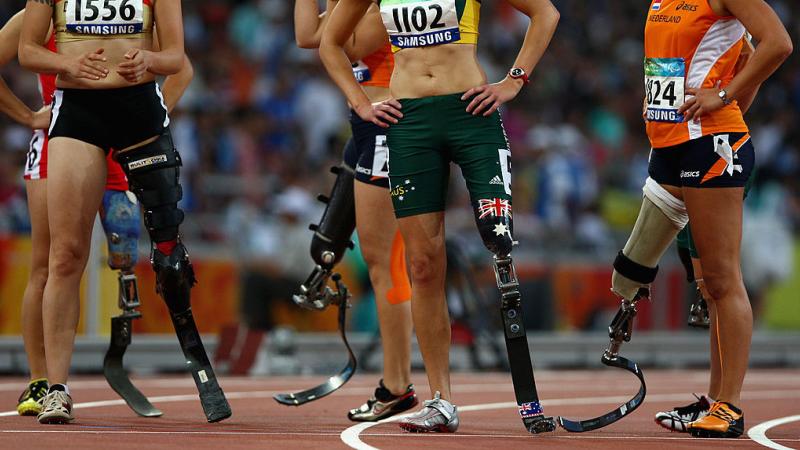 A general view of Blades in the Women's 100m T42 Para athletics event at the National Stadium during the 2008 Paralypic Games in Bejing, China.